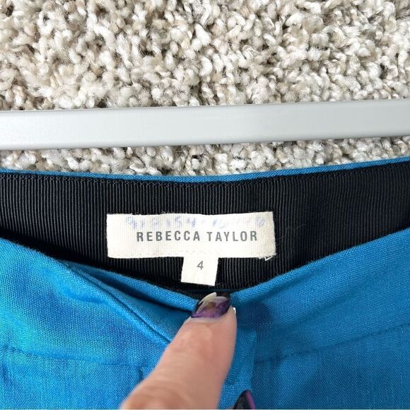Rebecca Taylor Pants Women’s 4 Blue Linen Blend Crop - Picture 3 of 6